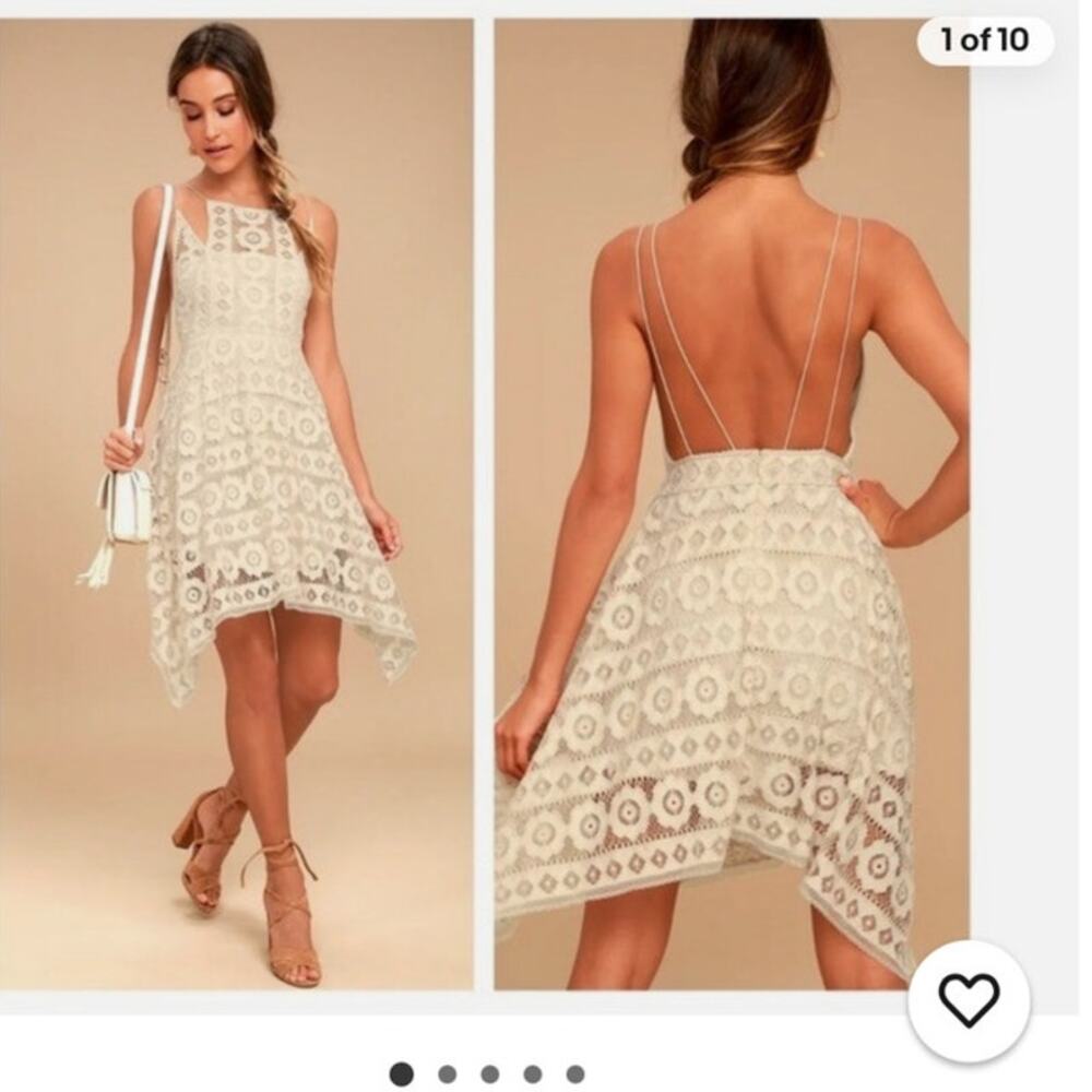 Free People Just Like Honey Ivory Lace Handkerchief Dress Size 2 - Picture 8 of 13